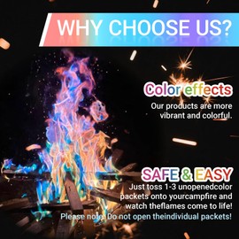 ROFPM Fire Colour Changing Powder, Magic Campfire Flam, Magical Flames, Coloured Flame, Mystical Fire Sachets, Fire Pit Accessories Magic Flames for Fire Pit for Bonfires, Parties, 30G*6PCS