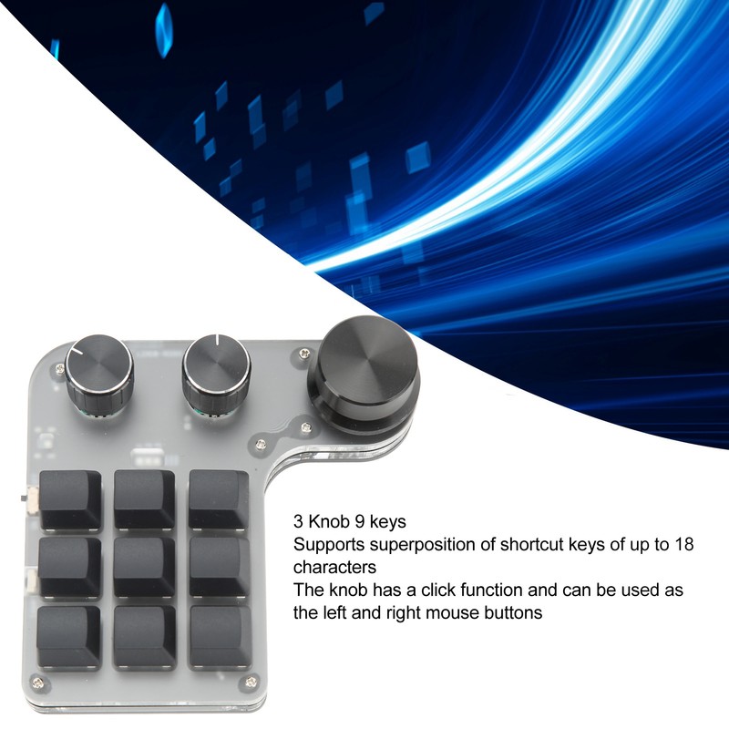 Mini Keypad 9 Keys 3 Knob RGB Multifunctional DIY Shortcut