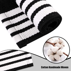 Front Door Rug 2'X4.3', Black/White Door Mats Outdoor Front Porch Rug Striped Entryway Rug Machine Washable Indoor/Outdoor Rugs Cotton Hand Woven Kitchen Rug for Entry/Doorway