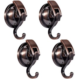 Apkhgtb Suction Cup Hooks for Shower, Bathroom, Kitchen, Glass Door, Mirror, Tile – Loofah, Towel, Coat, Bath Robe Hook Holder for Hanging – Waterproof Wreath Hanger (Red Bronze 4Pack)