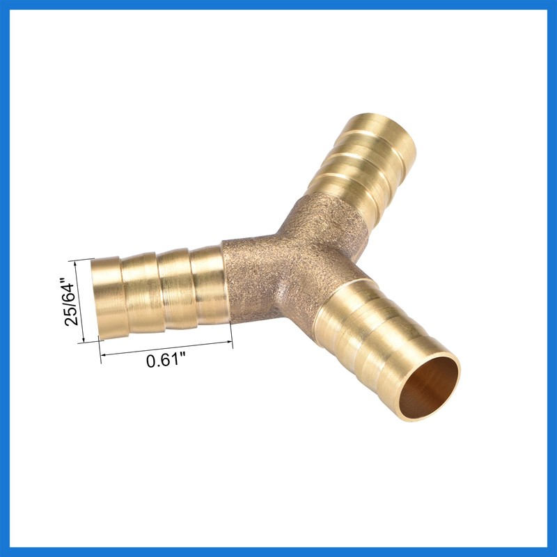 VekAuto 10mm 3/8" ID Brass Barb Splicer Fitting Y-Shaped 3