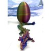 3D Printed Dragon Egg with Dragon Inside, Articulated Crystal Dragon
