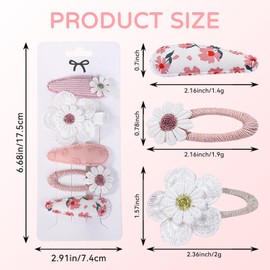 Baby Hair Clips 10 Pack, Non-Slip Daisy Embroidery Floral Snap Barrettes