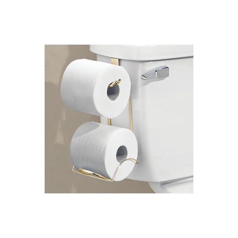 iDesign Over-The-Tank Toilet Paper Holder with Storage - Gold