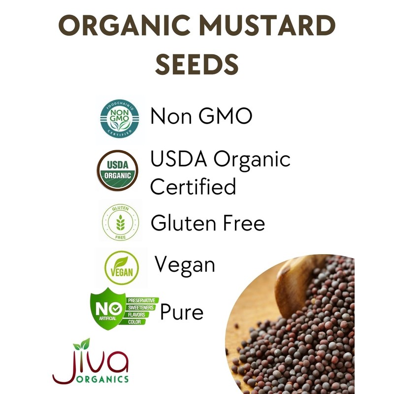 Jiva Organics Organic Black Mustard Seeds 7oz - Non-GMO, Gluten