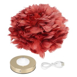 Feather Table Lamp Stepless Dimming USB Charging Touch Control LED Table Lamp for Bedroom Cafe Wine Red