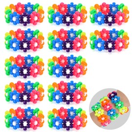 SMAODSGN 6 Pcs Flower Kandi Bracelets Colored Stretch Rave Candy Bracelets Multi Color Beaded Flower Kandi Cuff Rave Accessories Jewelry Music Party Favor for Women Friends EDM Party Music Festival