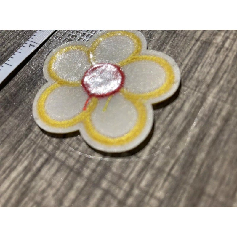 Unbranded Iron On Yellow & Red Daisy Applique Patch -