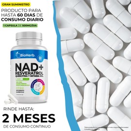 NAD+ Riboside Potenciado con Resveratrol al 98%, Quercitina, NMN y Betaina HCL (60 Cápsulas Para 60 Días) - | Alta Concentracion de Polifenoles, Licopeno y Betacaroteno | Formulacion de Grado Farmaceutico | Absorcion Potenciada | Maxima Eficacia | Calida