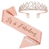 SZHUIHER 24th Birthday Sash and Tiara for Girls, Rose Gold