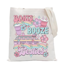 POFULL Summer Vacation Gift Beach Gift Cruise liner Gift Boats Booze Besties Shoulder Bag (Boats Booze)