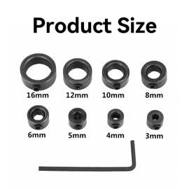 1 Set Drill Depth Stop,Step Drill Bit Depth Stop Collar Ring Positioner Locator,3 4 5 6 8 10 12 16mm,with Hexagon Wrench Spacing Ring Set,Suitable for Woodworking,Furniture Making and Decoration