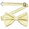 GUSLESON Mens Light Yellow Bow Tie and Pocket Square Cufflink