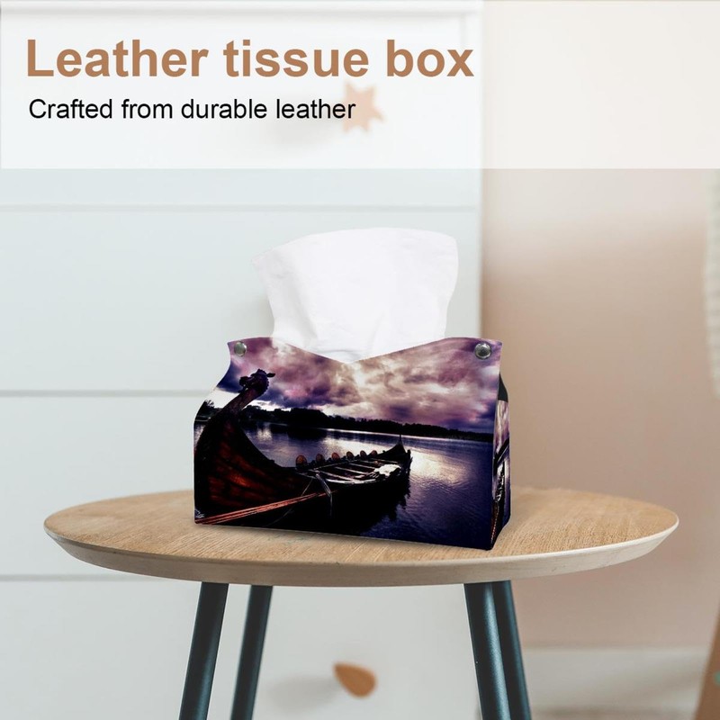 2 Pack Tissue Box Cover Holder, Dreamcatcher Feather Rectangle Leather