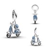 Manyilus Blue motorcycle scooter Charm Pendant Beads 925 Sterling Silver