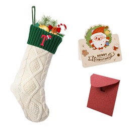 Ulico Initial Christmas Stockings, 18’’ Large Embroidered Monogram Knit Christmas Stocking,Xmas Stocking for Kids, Holiday and Family Stocking for Fireplace or Party Decoration White-Green Letter T