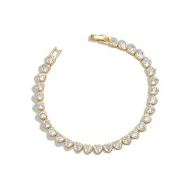 Pearich 14k Gold Filled Tennis Bracelet For Women, 4MM Classic Bezel Heart Tennis Bracelet, Gold Bracelets For Women Jewelry Gift for Women Christmas Valentines Mothers Day 7.15 In