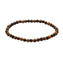 LTC Designs Alternating Matte and Glossy 4mm Round Tiger's Eye Bracelet, 7"