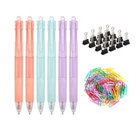 VEOOK Gel Ink Pens, Medium Point (0.7mm), Gel Pen Bulk Office Supplies Set with Paper Clips and Paper Clamps and Binder Clips, 118 Counts (AK-01)