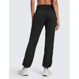 CRZ YOGA Lightweight Straight Leg Workout Pants for Women 28" Casual Ruched Work Gym Athletic Joggers with Pockets Black Small