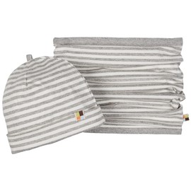 loud + proud Unisex Children's Set Tube Scarf, GOTS Certified Beanie Hat, gray