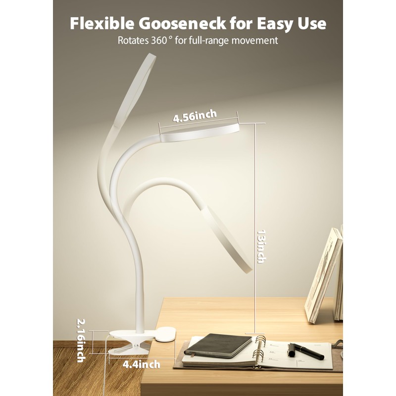 deeloop LED Clip on Light,100% Infinite Dimmable Reading Book Lights