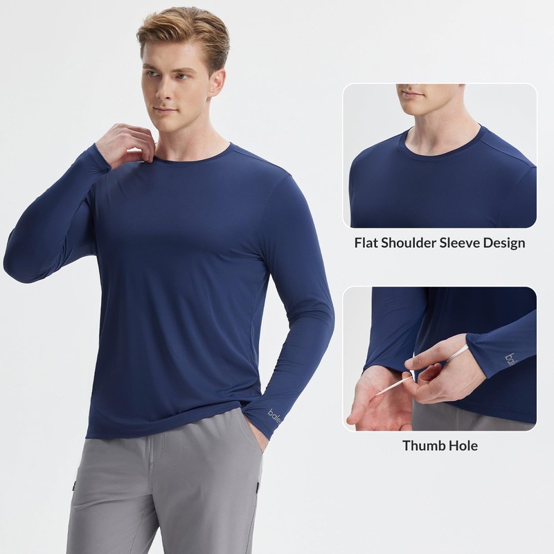 BALEAF Men's Long Sleeve Running Hiking Tops UPF 50+ Quick-Dry