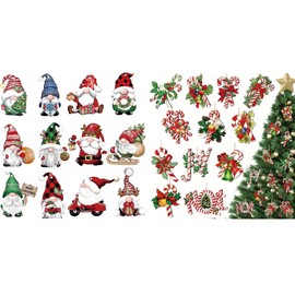 Set of 24 Christmas Ornaments, Wooden Christmas Tree, Ornaments, Santa Claus, Miscellaneous Goods, Tree, Decoration, Decoration, Christmas Candy, Strap, Hanging, Wall Hanging, Santa Claus, Gift