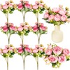 Jexine 24 Bundles Silk Artificial Peonies Flowers Faux Peony Bouquet