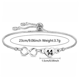SAMORION Birthday Years Infinity Bracelets Numbers Pattern Heart Delicate Women Jewelry for Her,Birthday Anniversary Charm 2025 Infinity Tennis Chain Bracelets Gift (14)