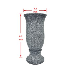 Grave Decorations for Cemetery Vase for Flowers with Stakes and Floral Foam, Draining Holes - for Garden, Grave,Cemetery,Lawn, Yard - Memorial Grave Decorations - Nature Granite Colour