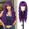 ENTRANCED STYLES Purple Wigs for Women,Dark Purple Wig with Bangs