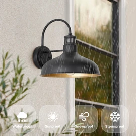 GOALPLUS 12in Exterior Barn Light Motion Sensor Black Outdoor Gooseneck Lighting Wall Mount Dusk to Dawn Farmhouse Style Outside Porch Light Fixture Outdoor Garage Barn Door Light for House