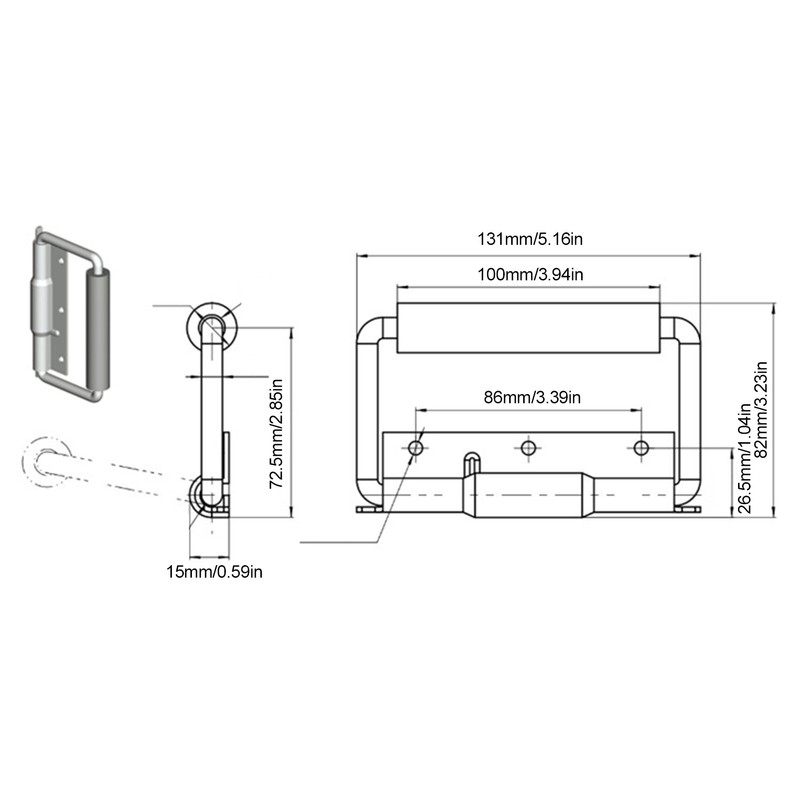 RV Door Handle Stainless Steel Fold Away Grab Handle RV