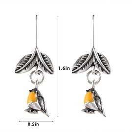 Bird Earrings for Women Boho Bird Branch Gold/Silver Climber Earrings Chunky Enamel Robin Cute Orange Bird Stud Earrings Funny Statement Jewelry Accessories (othera)