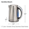 Hamilton Beach 1.7 Liter Temperature Control Electric Kettle, Water Boiler