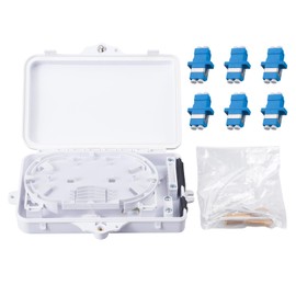 fyboptwu - 6 Core Fiber Optical Terminal Box Fiber Optic Distribution Enclosure with 6pcs LC Duplex Singlemode Coupler, FTTH Fiber Optic Accessories 9.64 x 8.66 x 2.56inch