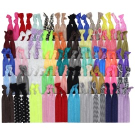 100 Hair Ties Pre Pack PRINTS elastic ponytail holders yoga wholesale lot value
