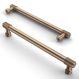 Asidrama 10 Pack 7 Inch(177mm) Champagne Bronze Cabinet Pulls Knurled Cabinet Handles Cupboard Handles Gold Kitchen Cabinet Hardware for Cupboard Drawer Handles Dresser Pulls
