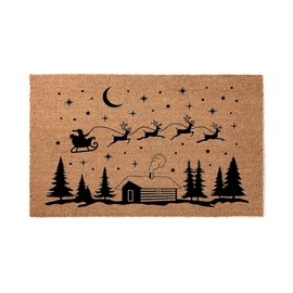 Christmas Doormat, Santa Sleigh & Reindeers, Premium Coconut Tufted Coir Doormat, Door Mat Available in 5 Sizes 3560**