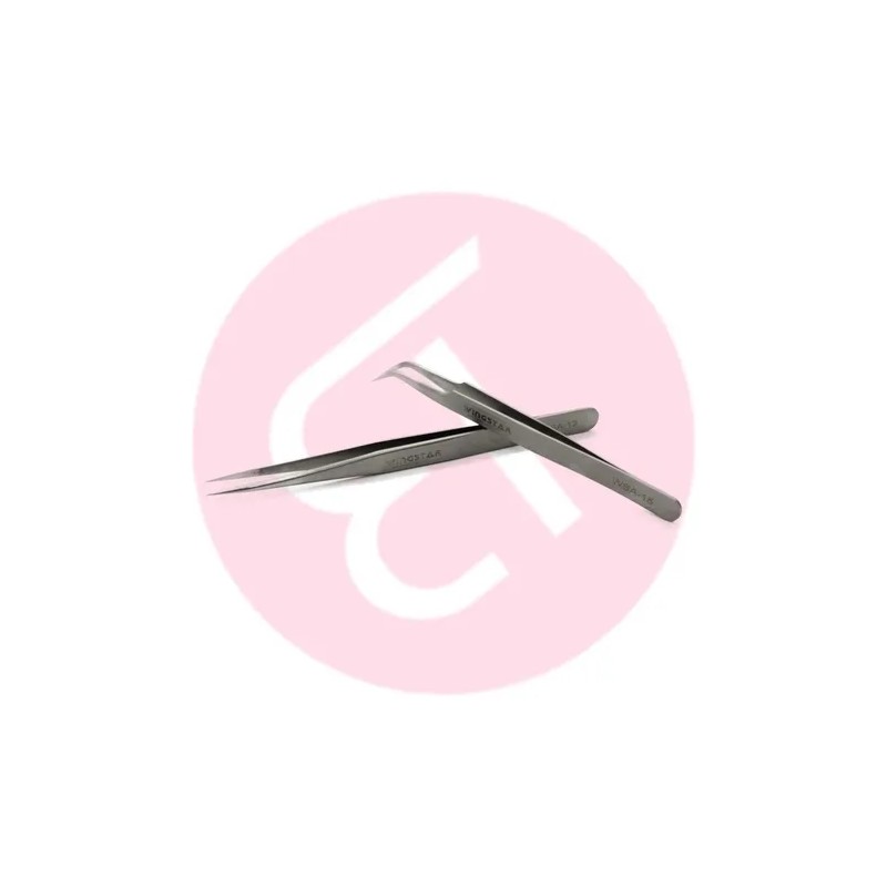 Juego De Pinzas 2 Pz Aplicación Extensiones De Pestaña Plata