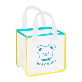 [DIFEIUKI] プールバッグ 半透明 メッシュの底 ビニールバッグ pvc スイミングバッグ かわいい くま柄 防水 大容量 手提げバッグ 化粧品 コスメ 水着収納 ビーチ/水泳/温泉/旅行/アウトドア お持ち運び便利 男女兼用 多用途 スパバッグ 23*22*17CM