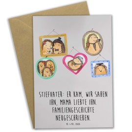 Mr. & Mrs. Panda Grußkarte Stiefvater Liebe - Geschenk, Familie & Verwandte, Familie, Stiefkinder, Glückwunschkarte, Ansichtskarten, Einladungskarte,