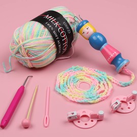 Coopay Large Wooden Knitting Doll, Knitting Doll, Craft Set, Knitting Dolls Made of Beech for Daughter, Children and Beginners, Ideal for Knitting Tool Set for Making Bracelets, Cute Shapes,