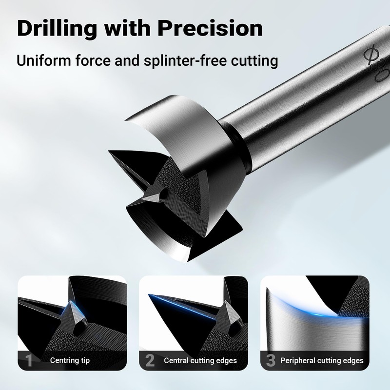 Wiltec Forstner Drill Bit Set, 5 Pieces, Hole Drill Bit