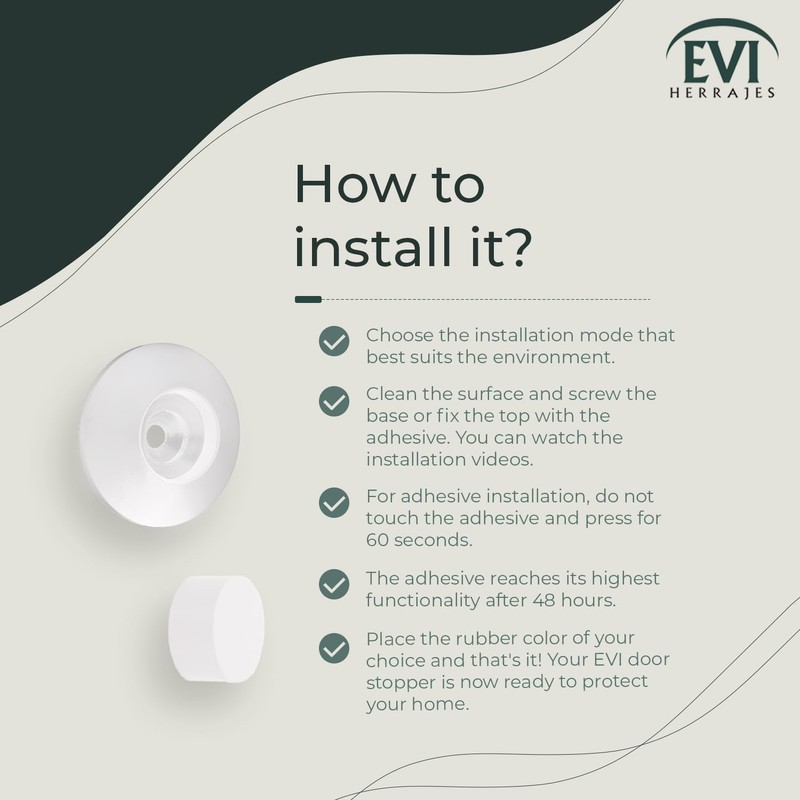 EVI Herrajes | Doorstop for Wall Placement | 45 x