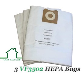 Casa Vacuums HEPA 3-Pack RIDGID compatible 12-16 Gallon VF3502 Wet Dry Vac High-Efficiency Dust Bags, Wet Dry Vacuum Filter Bags.