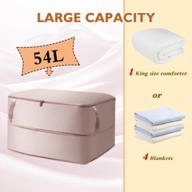 Compression Storage Bags - 54L Ultra Space Saving Self Compression Organizer, Space Saving Compression Bag for Storage with Handle for Comforters, Clothes, Blankets (Pink, L, 52x42x25cm)