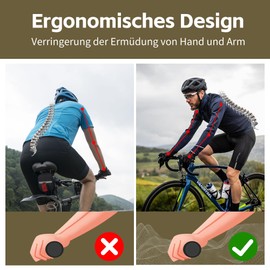 ROGTYO Bicycle Grips, Ergonomic Handlebar Grips with Two Sides Lock-On Design Horn Handlebar Grips, 22 mm Bicycle Grips Non-Slip for MTB, Road Bike, Trekking Bike, E-Bike, City Bike, Folding Bike