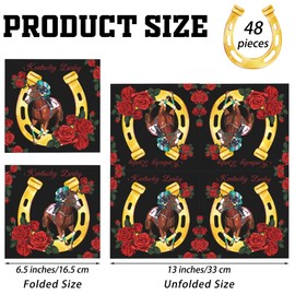 Aodaer 48 Pieces Horse Racing Paper Napkins Disposable Kentucky Derby Party Napkins Horse Racing Cocktail Dinner Napkin Set 13" x 13" Unfolded for Kentucky Derby Day Sports Horse Theme Party Supplies